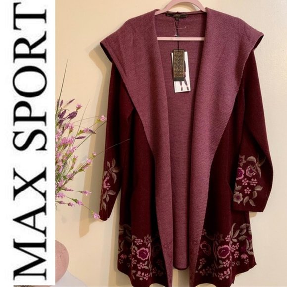 MAX SPORT Jackets & Blazers - MAX SPORT Hooded Sweater Duster Floral Print